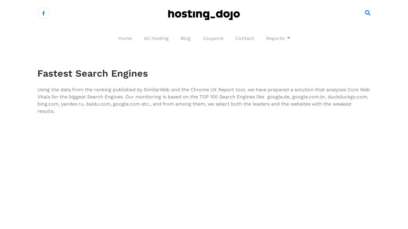 Fastest Search Engines - Fastest web hosting providers - ranking ...