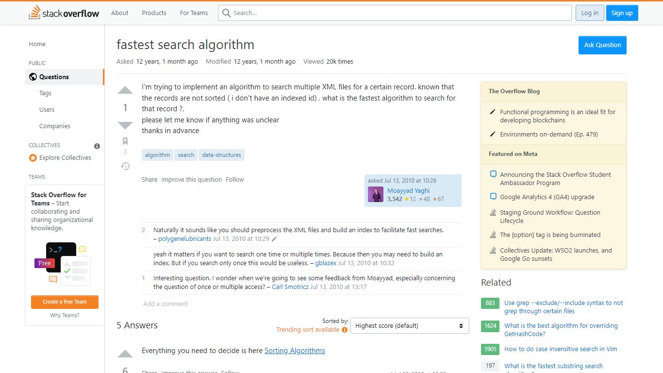 fastest search algorithm - Stack Overflow